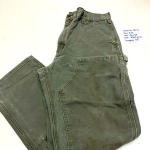 Carhartt Men's Moss Green Duck Double Front Work Pants Dungaree Fit - Size 36x34